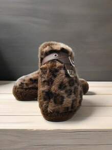 1 Pair Women's Plush Lined Slippers, Non-Slip Sole, Warm Comfort For Indoor, Watching TV, Housework In Autumn/Winter