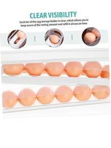 Transparent Egg Storage With Automatic Rolling Function, Double Layer Plastic Egg Holder - Side Sliding Organizing Rack - Transparent Kitchen Egg Storage Container Holds Approx. 14 Eggs