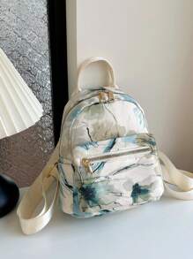 Summer New Contrast Color Decor Nylon Women Backpack Student Schoolbag (Random Floral Pattern)