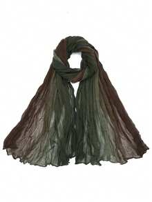 1件装女士渐变褶皱围巾披肩，亲肤柔软褶皱薄款颈部围脖透气纱巾，多功能麻花针织褶皱效果保暖围巾，适合搭配连衣裙 - 彩色 - 查看 15