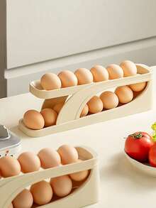 2/4 Layer Automatic Chicken Egg Roller, New Household Kitchen Egg Roller Rack, Space Saving Large Capacity Egg Storage Box, Sliding Egg Collector For Refrigerator Side Door - Multicolor - View 12