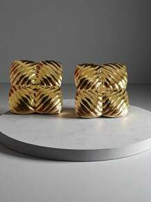 1 par / 5 pares Pendientes de acero de titanio chapados en oro de 18 quilates con textura geométrica de ola, pendientes minimalistas y exagerados de estilo europeo y americano