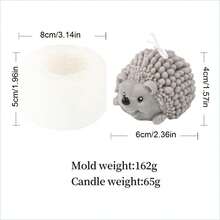 可爱刺猬硅胶蜡烛模具 3D 动物雕像肥皂树脂石膏制作模具 DIY 多功能手工工具 适用于家居装饰和礼物 - 白色 - 查看 8