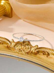1 pièce Bracelet jonc de luxe incrusté de zircone cubique et de cristaux, design à la mode et haut de gamme