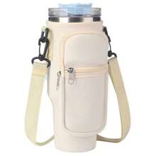 1 set Étui de 40 Oz avec sangle d'épaule réglable et accessoires de chapeau de paille, sac de rangement double, compatible avec le godet de 40 oz et 30 oz, étui isotherme en néoprène avec sangle d'épaule réglable, accessoire de tasse pour activités de plein air, bureau, voyages, cadeaux, sports, accessoire de bouteille de transport