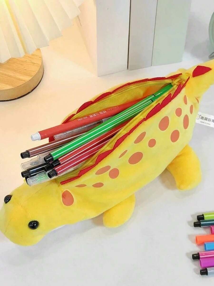 1pc Creative Cute Plush Dinosaur Stationery Pencil Storage Bag, School Supplies, Back To School