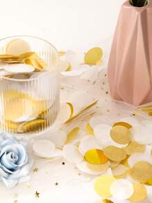 1000/3000 Stück goldfarbene und weiße runde Konfetti - Premium wiederverwendbare Konfetti, ideal für Tischstreudekoration, Party-Tischdekorationen, geeignet für Geburtstagsfeiern, Hochzeitstischdekoration, elegante Schreibtischdekoration, Veranstaltungen, Feiertage