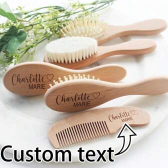 Regalo personalizado para bebé niña | Cepillo de pelo de bebé de madera personalizado | Cepillo de bebé personalizado | Regalo para baby shower de niña | Regalo de recuerdo para bebé | Regalo para niño.