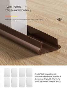 1pc Silent Door Sealing Strip With Brush Windproof Dustproof Insectproof Thickened PVC Door Draft Stopper Bottom Weather Stripping