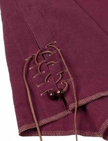 Men's Pure Cotton Retro Lace Up Shirts For Renaissance Pirate Viking Medieval - Burgundy Retro - View 4