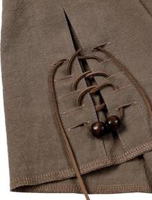 Men's Pure Cotton Retro Lace Up Shirts For Renaissance Pirate Viking Medieval - Coffee Retro - View 4