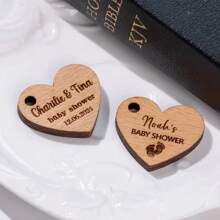 Set Of 10, Personalized Wooden Heart Tags, Marriage Couple Flower Decoration Hanging, Customized Laser Engraving, Very Memorable, Suitable For Newborn Party/Wedding/Mother's Day/Father's Day/Thanksgiving/Graduation Season/Homecoming/Christmas/Halloween/Ramadan And Other Festive Occasions.