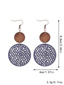 1 para okrągłych wyciętych kolczyków z kawałków drewna i skóry