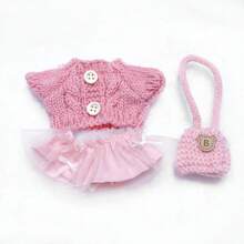 3 piezas (Ropa + Vestido + Bolsas) Ropa de muñeca para Labubu, Conjunto de atuendos de Labubu, Adecuado para ropa/accesorios de muñeca de 17 cm, Armario de colección de muñecas, Bolso y accesorios de muñeca Labubu, Disfraces de muñeca de tela (Sin muñeca)