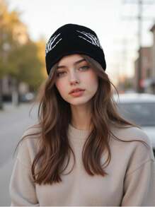 1 Peça Gorro de Malha com Caveira Masculino, Estilo de Rua Esqueleto Outfit de Outono