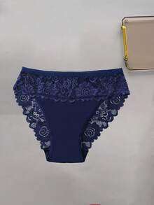 4件套加大码女士内衣 - 花卉蕾丝高端设计，弹力透气中腰内裤，超柔软精致蕾丝，日常穿着舒适（必备套装） - 彩色 - 查看 4