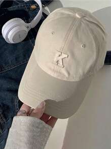 1 pièce Casquette de baseball femme avec broderie 3D logo K, réglable, protection solaire extérieure, chapeau casual adapté pour le printemps, l'automne, les voyages, les vacances à la plage, style Y2K pour jeunes hommes