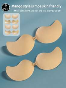 2/3/4 Peças Sutiãs Invisíveis Adesivos em Formato de Manga - Sutiãs de Silicone Sem Alças com Efeito Push-Up para Vestidos Sem Costas, Almofadas Autoadesivas Respiráveis e Reutilizáveis para Levantar o Busto, Amigáveis com a Pele