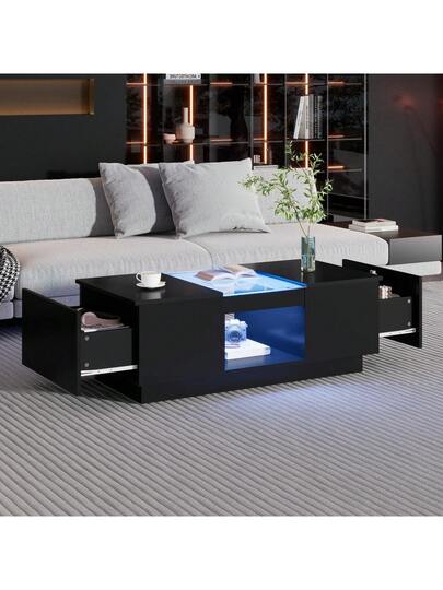 Coffee Tafel Drawers, Open Compartment, LED Lighting, Functionality view 2