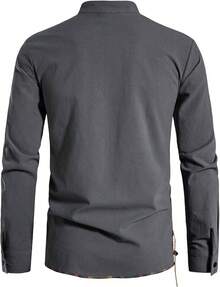 Men's Pure Cotton Retro Lace Up Shirts For Renaissance Pirate Viking Medieval - Grey-d - View 3
