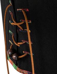 Men's Pure Cotton Retro Lace Up Shirts For Renaissance Pirate Viking Medieval - Black-d - View 6