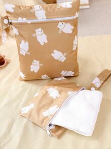 2 tamaños de bolsas impermeables, bolsa de almacenamiento impermeable para pañales de bebé y piezas de bomba, bolsa de pañales reutilizable con bolsillos con cremallera y asa, bolsa de viaje, playa, piscina, bolsa de gimnasio para trajes de baño y ropa mojada