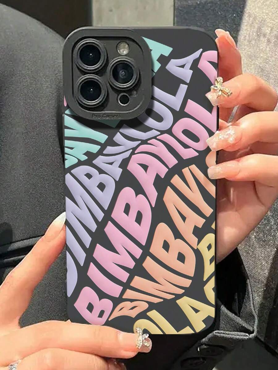 Black Alphabet Element Fashion Phone Cases 1pc Perforated Lens Protection Cyberpunk Sci-Fi English Letter Graphic Phone Case, Black Straight Edge Soft Shock-Proof Protective Cover Compatible With IPhone 7/7P/X/XS/XR/XMax/11/11Pro/11ProMax/12/12Pro/12ProMax/13/13Pro/13ProMax/14/14Pro/14Plus/14ProMax/15/15Pro/15Plus/15ProMax/16/16E/16Pro/16ProMax/16Plus Waterproof Anti-Fall Scratch Resistant Birthday Gift Party Anniversary Spring - Black - View 1