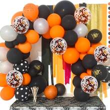 62 buc baloane de Halloween set baloane negre și portocalii baloane din latex de 12 inch baloane de petrecere cu heliu îngroșate pentru Halloween, nuntă, petrecere de ziua de naștere ghirlandă arc de baloane decorare