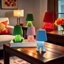 Lampe de bureau mignonne en peluche de dessin animé - Interrupteur tactile à 3 couleurs réglable, batterie rechargeable portable 2000 mAh, design d'animal adorable pour la décoration de la chambre et du salon, cadeau de la Saint-Valentin, lampe de bureau, conception amusante, batterie rechargeable, luminosité douce