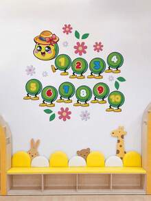 1 szt. Urocza naklejka na podłogę z PVC z kreskówkową gąsienicą, uroczy ślad gąsienicy, cyfrowa naklejka na ścianę z gąsienicą, dekoracja do pokoju dziecięcego, salon, letnia dekoracja pokoju na Halloween i Boże Narodzenie, dekoracje ścienne, spersonalizowana naklejka na podłogę, płytki podłogowe, wystrój kuchni i salonu, płytki podłogowe, samoprzylepne płytki podłogowe, odklejane