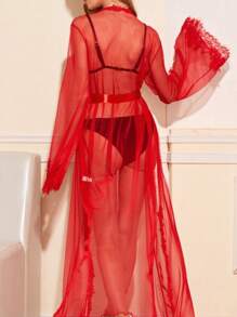 1PC New European And American Cross-Border Long Transparent Bathrobe Sexy Nightgown Passionate Temptation Lingerie Home