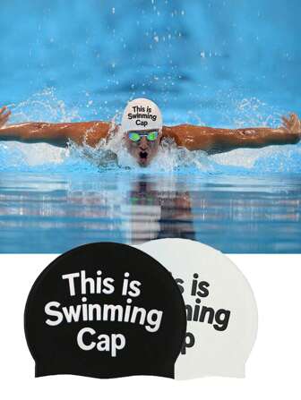 1 件，硅胶泳帽，佩戴轻松，轻便，通用防水耳罩，通用款式泳帽，夏季必备，印花防水游泳帽，硅胶泳帽，沙滩必备品，沙滩配件，泳池浮板