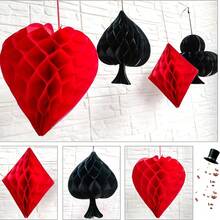 4pcs Poker Paper Honeycomb Hanging Decor, 3D Honeycomb Hanging Decorations, Suitable For Las Vegas Birthday Party Red And Black Poker Paper Ceiling Hanging Decor, Game Night Party Ceiling Decor Supplies, Suitable For Centerpiece Decor, Casino Decor, Game Accessories Decor, Garden Decor, Bar Party Decor, Birthday Decor, Wedding Decor, Room Decor, Home Decor, Personalized Gifts - Multicolor - View 1