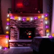 1pc New Atmosphere Light, Decorative Light String 1.5m2AA10LED/3m3AA20LED Two Lighting Modes, Pumpkin Ghost Bat Light String, Halloween Horror Atmosphere Decorative Light, Battery Powered, Designed In 3D, Theme Holiday Decoration, Pumpkin Shape Designed For Halloween Decoration, Suitable For Theme Restaurants, Families, Gardens, Porches, Fences And Balconies, Walls, Parties, (Excluding Batteries). Halloween Decor Light Home Decor Party Decor Halloween Decoration Room Decor Halloween Garden Decor For Gift Fairy - Multicolor - View 8