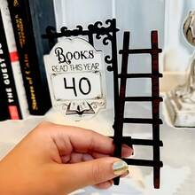 1pc Wooden Mini Decoration Sign "Books I Read This Year", Suitable For Desk Decor, Vintage Farmhouse Style Bookshelf Counter Sign, Teacher Or Home Library Decor Gift - Multicolor - View 8