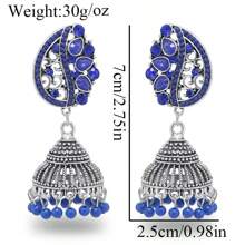1 Pair Of Zinc Alloy Retro And Fashionable Women's Earrings With Colored Water Rhinestones Imitating Pearls, Classic Stud Earrings, Colored Rhinestone Birdcages, And Heavily Crafted Stud Earrings For Daily Use, Parties, And Vacations