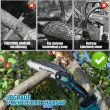 IKUNQUAN Taille-haie télescopique sans fil 2 en 1, mini tronçonneuse avec 2 batteries 3000 mAh, mini tronçonneuse électrique 6 pouces avec perche télescopique 1,3-2,5 m, batterie de tronçonneuse à main pour cisailles de jardin, sécateurs, coupe du bois