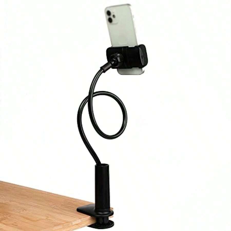 YQQ WANBY Phone Holder Bed Gooseneck Mount Mobile Phone Holder Table Stand Flexible 360° Rotation Cell Phone Clip Holder Lazy Bracket Mount For All Smart Phone MicrophoneWB - 黑色 - 查看 1