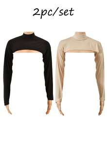 1件/2件/3件装女士时尚纯色袖套，无领，透气，适合户外防晒和夏季日常休闲穿着 - 連脖袖 - 查看 20