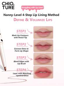 CHIOTURE Pensil Bibir 2-in-1 Dua Ujung Dua Warna Anti Luntur & Mudah Digunakan, Tahan Lama, Bibir Penuh dan Terdefinisi Tanpa Ribet untuk Pemula - 01 Kelopak Persik - View 6