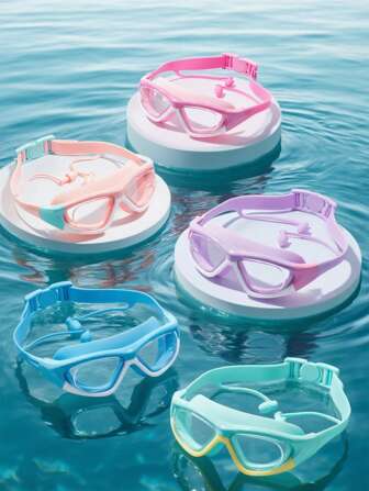 1 pezzo di occhialini da nuoto anti-appannamento HD per bambini, occhialini da immersione professionali impermeabili e anti-appannamento, equipaggiamento per il nuoto - occhialini da nuoto con tappi auricolari in silicone, adatti per bambini di età compresa tra 3 e 16 anni per nuotare e immergersi