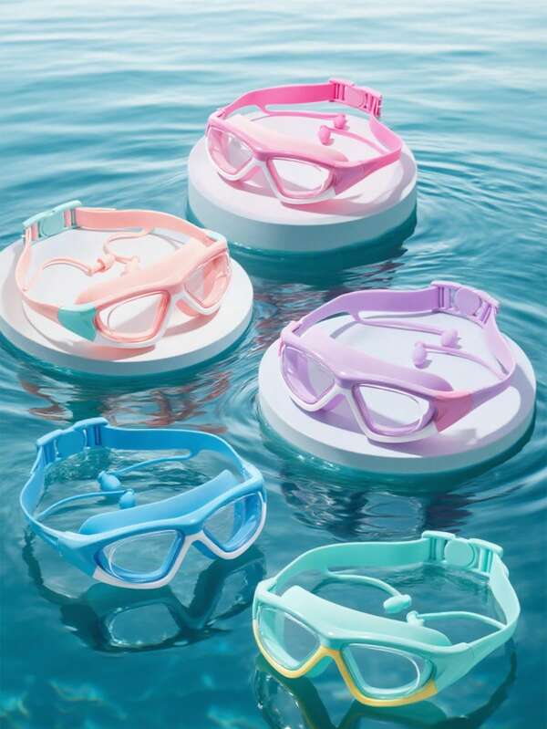 1 Stück Kinder Anti-Beschlag HD Schwimmbrille, wasserdicht und beschlagfrei HD Professionelle Tauchbrille Schwimmausrüstung - Silikonohrstöpsel Schwimmbrille, geeignet für 3-16 Jahre alte Kinder zum Schwimmen und Tauchen