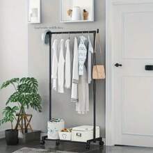 Double Layer Clothes Hanger, Large Capacity Multifunctional Bedroom Clothes Hanger, Portable Coat Rack, Vertical Clothes Hanger, Easy To Assemble, Convenient To Move, Suitable For Bedroom, Living Room And Clothing Store Display