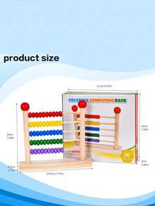 1 件儿童早教木制计算器支架，学生数学玩具多线计数器，算术棒加减算术，彩色数字计算器支架教具，男孩女孩早教玩具，益智玩具，数学女孩玩具，数学教学，儿童益智玩具