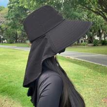 Sombrero de cubo con ala ancha de moda coreana para protección solar de verano al aire libre con orificio para la coleta
