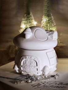 Bộ 2 khuôn silicon hình ngôi nhà nấm 3D dễ thương có mái rơm, dùng để tự làm thạch cao, nến sáp, hộp trang sức, đồ trang trí nhà cửa bằng nhựa epoxy. - trắng - Xem 3