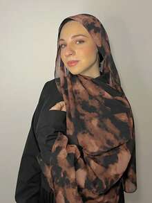 1件装女士波西米亚风水彩印花头巾，防晒围巾，优雅多功能披肩，适合日常佩戴，也可作连衣裙头饰。