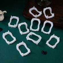 20 件白色假吸血鬼牙齿 - 万圣节吸血鬼塑料牙齿，适合儿童、有趣的角色扮演道具、派对礼品和不给糖就捣蛋配件