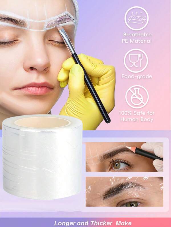 1 Roll 200M Clear Makeup Film Wrap For Eyelash Lift Brow Lamination Lip Eyebrow Tattoo Plastic Cover Eyelash Extension Glue Remover Lash Perm Lifting Film