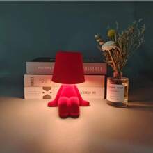 Lampe de bureau mignonne en peluche de dessin animé - Interrupteur tactile à 3 couleurs réglable, batterie rechargeable portable 2000 mAh, design d'animal adorable pour la décoration de la chambre et du salon, cadeau de la Saint-Valentin, lampe de bureau, conception amusante, batterie rechargeable, luminosité douce